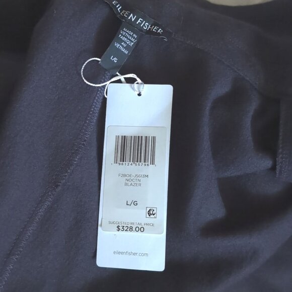 NEW EILEEN FISHER L Jacket Boiled Wool Blazer Easy Fit Nocturne - Picture 3 of 8